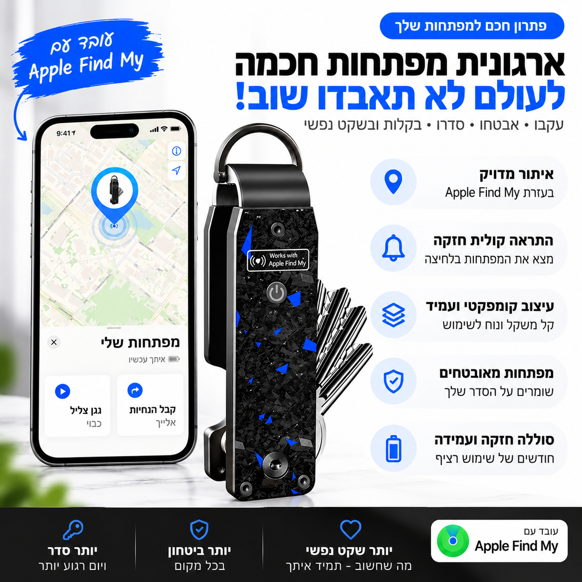 Montello™ KeyFind | מחזיק מפתחות חכם עם איתור
